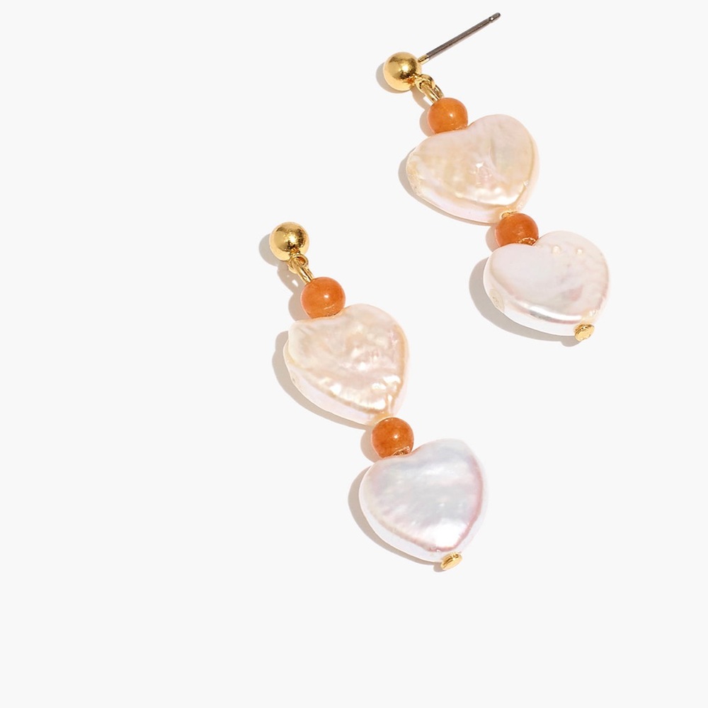 Madewell Freshwater Pearl Heart Statement Earrings